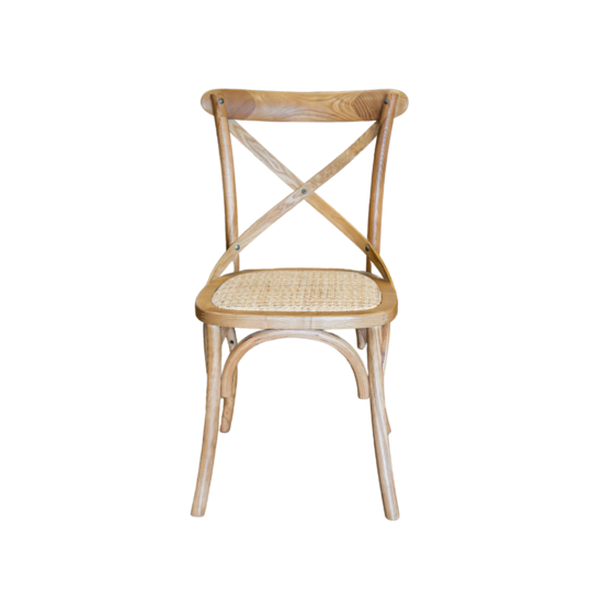 Delphi Oak Wood Cross Chair with Rattan Seat